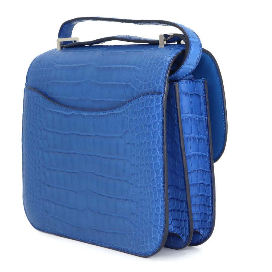 りんごあめ HERMES 青 レザー ショルダーバッグ 保存袋付き HERMES（エルメス） 未使用 展示品 クロコダイル アリゲーター コン