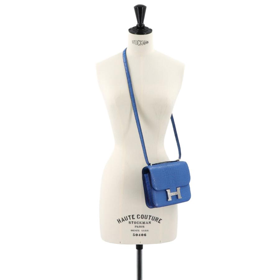 エルメス ソリッドタイ 馬具モチーフ 紺青白 未使用 展示品 エルメス HERMES クロコダイル アリゲーター コン