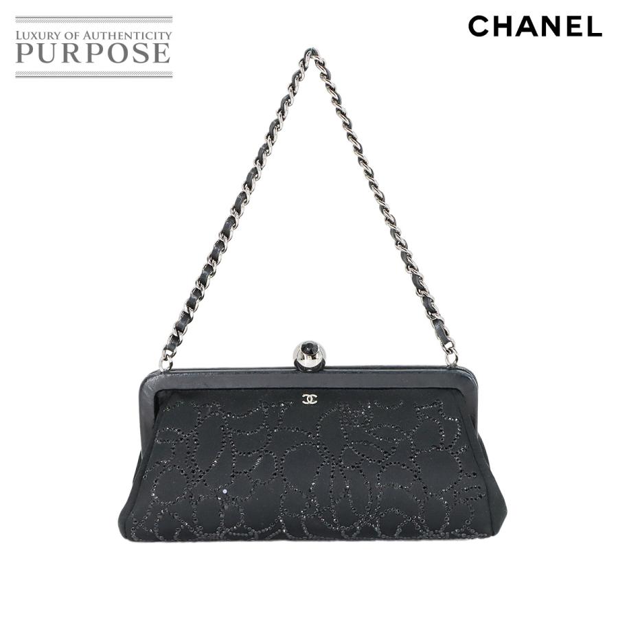 CHANEL（シャネル） 美品 がま口 チェーン ハンド バッグ サテン