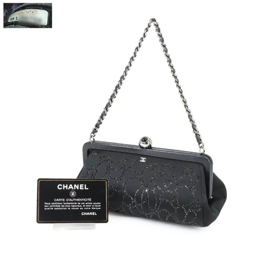 CHANEL（シャネル） 美品 がま口 チェーン ハンド バッグ サテン