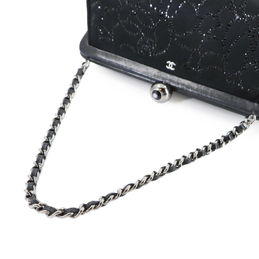 CHANEL（シャネル） 美品 がま口 チェーン ハンド バッグ サテン