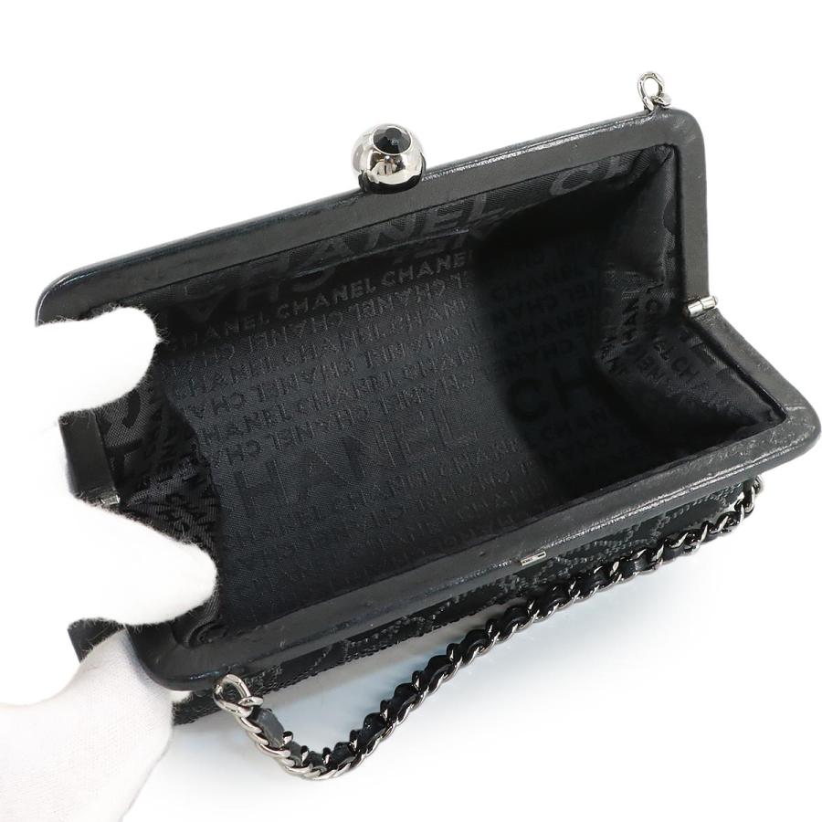CHANEL（シャネル） 美品 がま口 チェーン ハンド バッグ サテン
