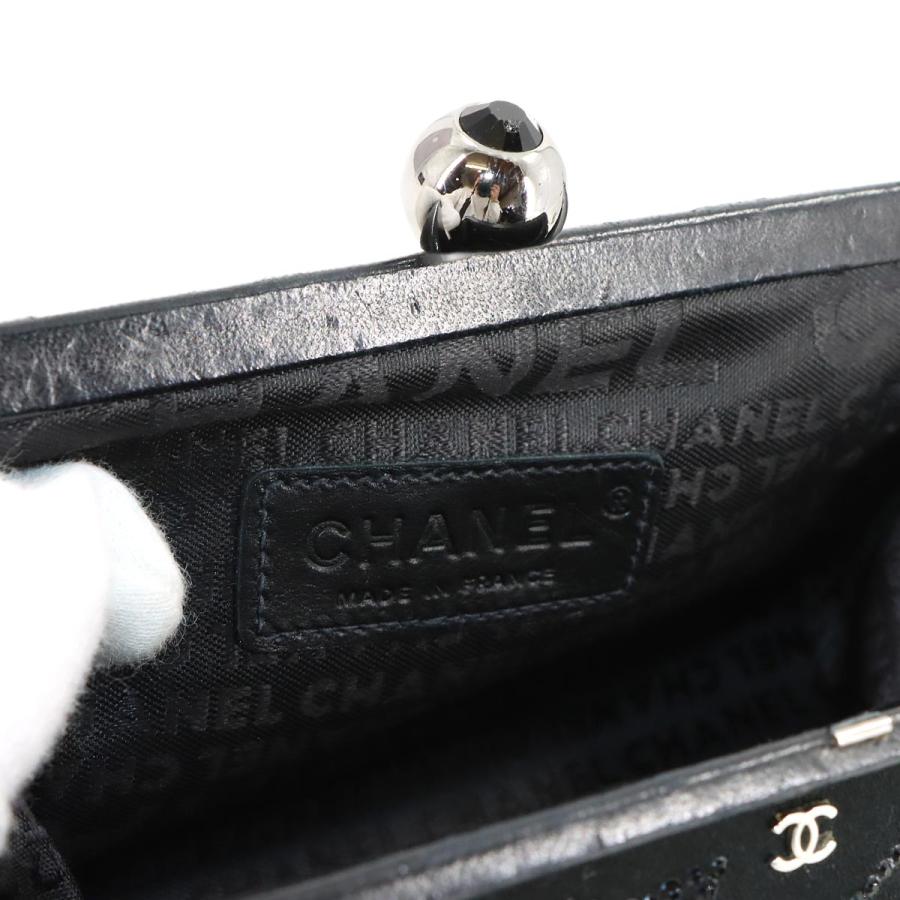 CHANEL（シャネル） 美品 がま口 チェーン ハンド バッグ サテン