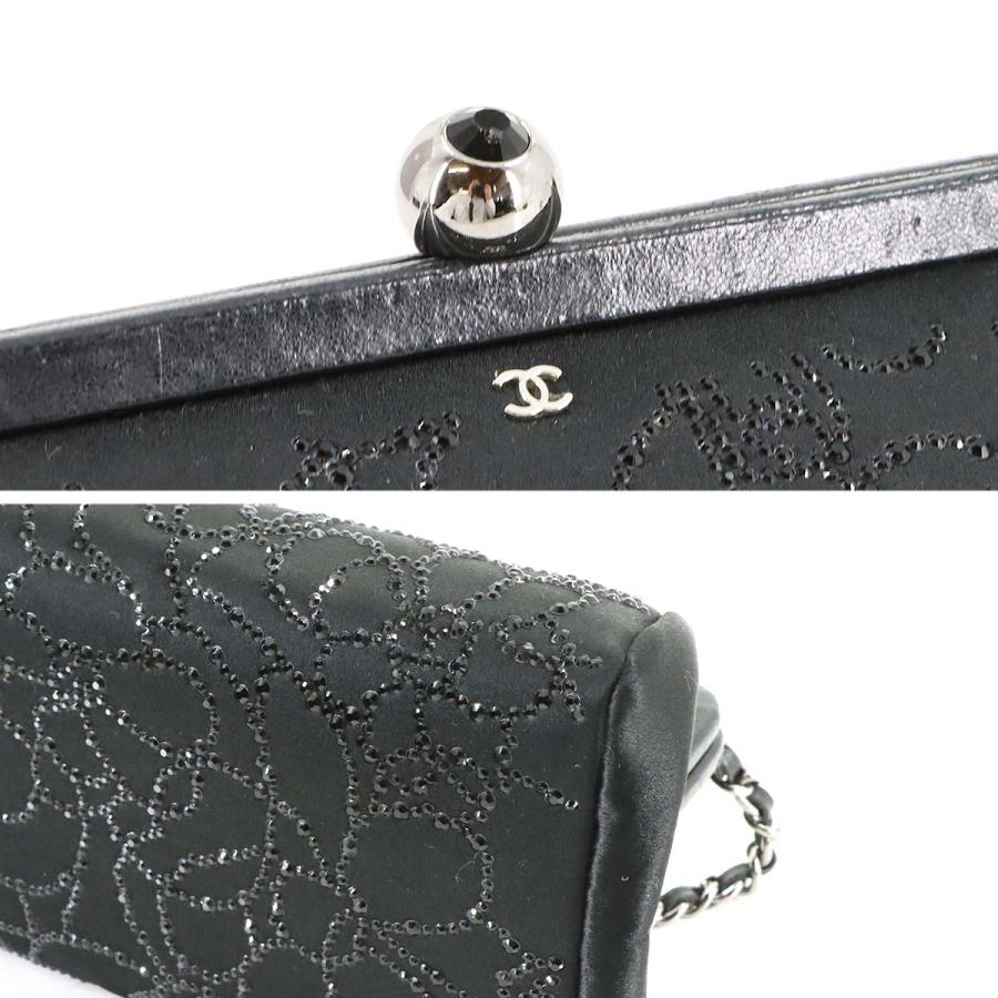 CHANEL（シャネル） 美品 がま口 チェーン ハンド バッグ サテン