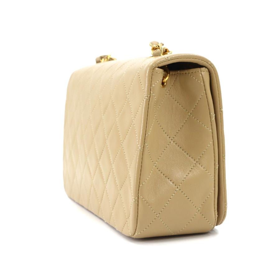 新品同様 シャネル CHANEL マトラッセ チェーン ショルダー バッグ ラムスキン ベージュ ヴィンテージ フルフラップ 90320237_3