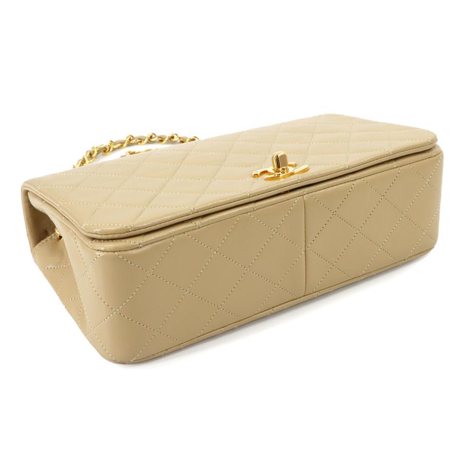 新品同様 シャネル CHANEL マトラッセ チェーン ショルダー バッグ ラムスキン ベージュ ヴィンテージ フルフラップ 90320237_4