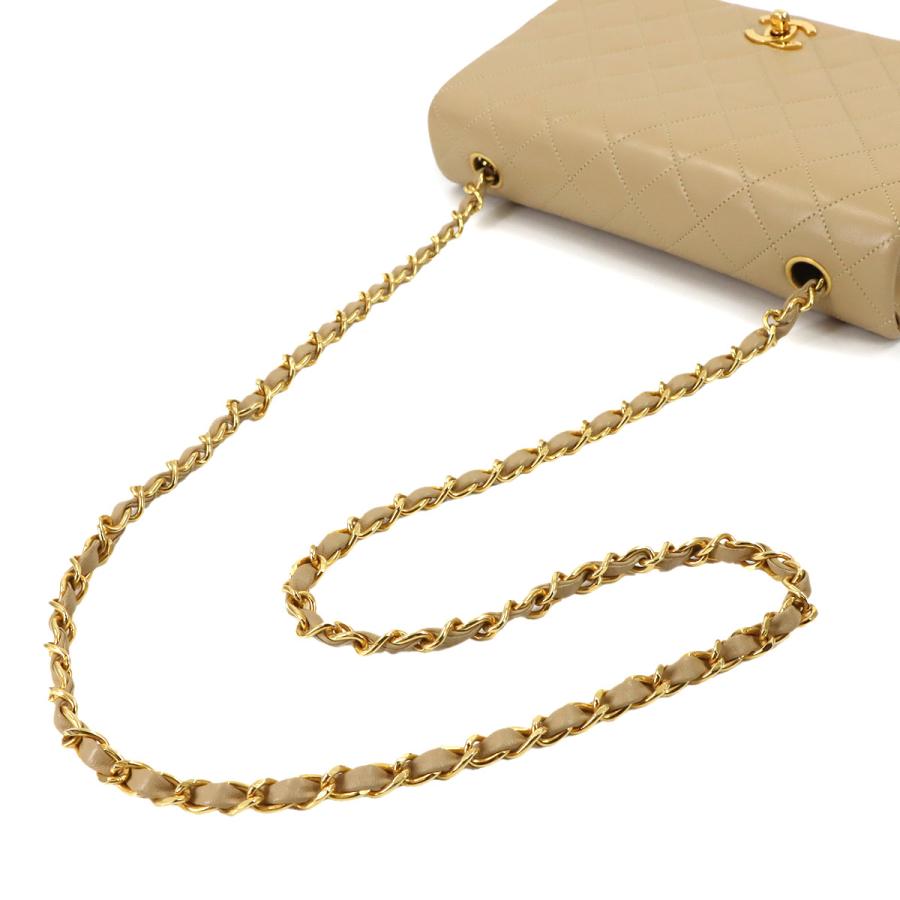 新品同様 シャネル CHANEL マトラッセ チェーン ショルダー バッグ ラムスキン ベージュ ヴィンテージ フルフラップ 90320237_5