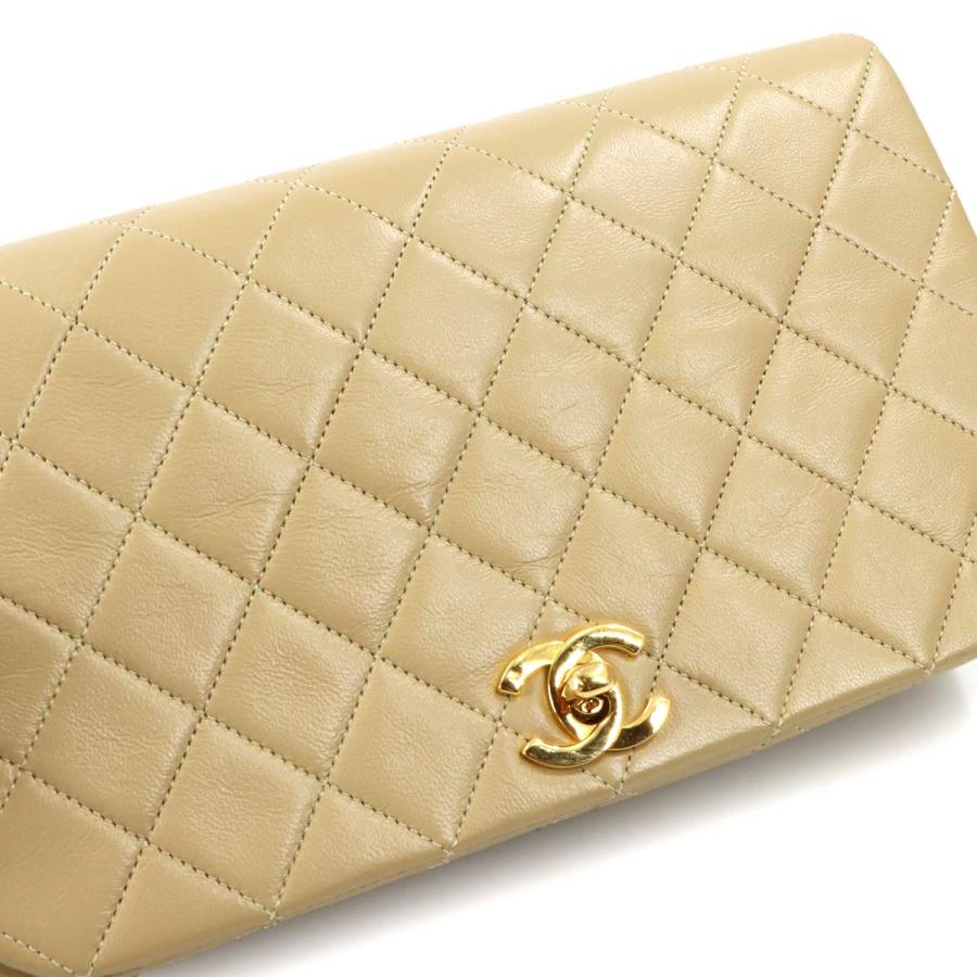 新品同様 シャネル CHANEL マトラッセ チェーン ショルダー バッグ ラムスキン ベージュ ヴィンテージ フルフラップ 90320237_9