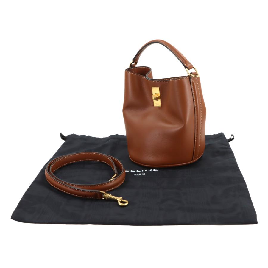 未使用 展示品 セリーヌ CELINE ティーン バケット 16 2way ハンド ショルダー バッグ レザー タン ブラウン 197573 90320247_1