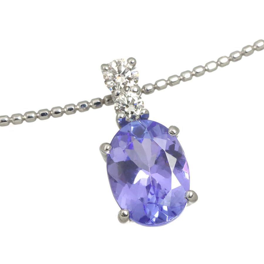 タンザナイト 1.20ct ダイヤ 0.09ct ネックレス 45cm K18 WG ホワイト 
