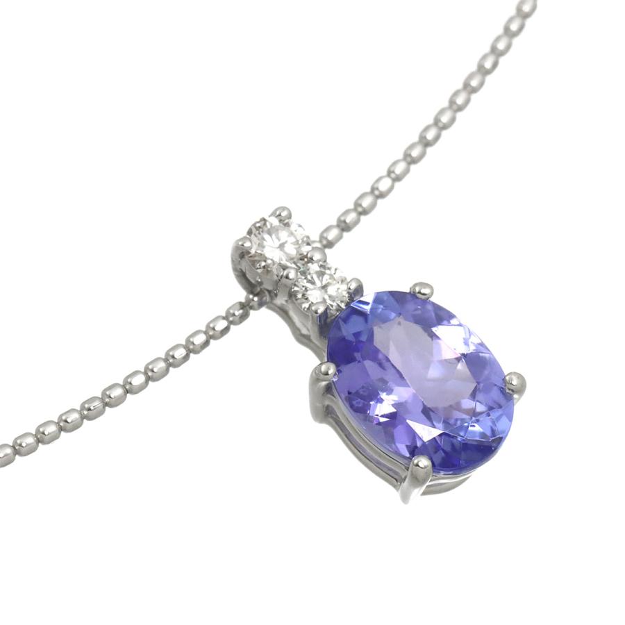 タンザナイト 1.20ct ダイヤ 0.09ct ネックレス 45cm K18 WG ホワイト