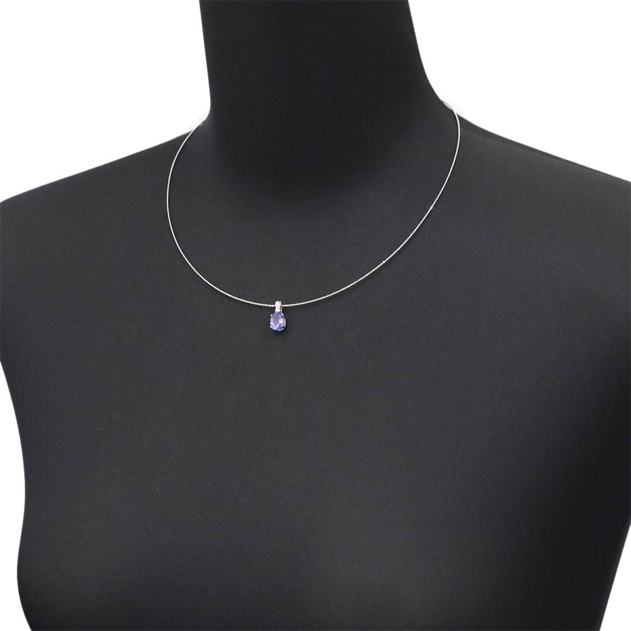 タンザナイト 1.20ct ダイヤ 0.09ct ネックレス 45cm K18 WG ホワイト