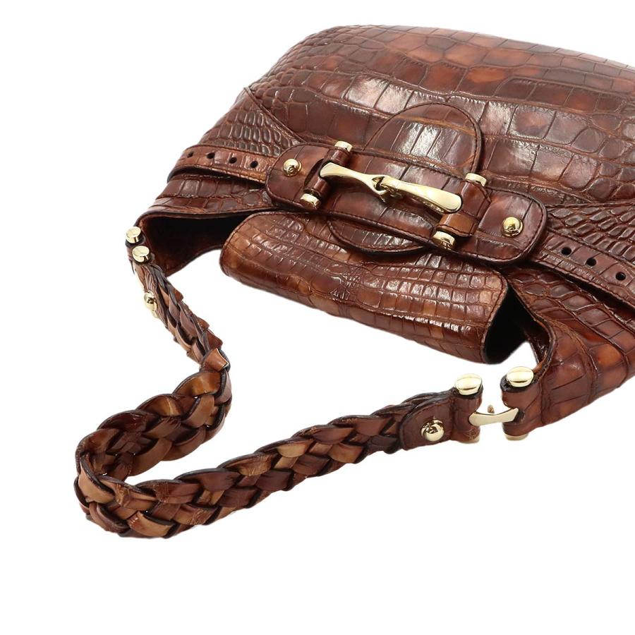 GUCCI（グッチ） 美品 ホースビット ショルダー バッグ クロコ型押し 