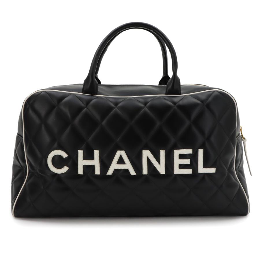 CHANEL（シャネル） 新品同様 マトラッセ ロゴ ボストン バッグ レザー