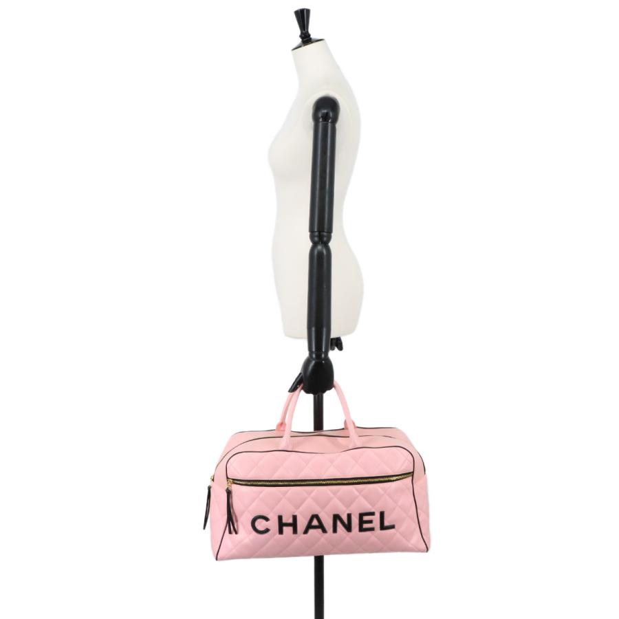 CHANEL（シャネル） 美品 マトラッセ ロゴ ボストン バッグ カーフ