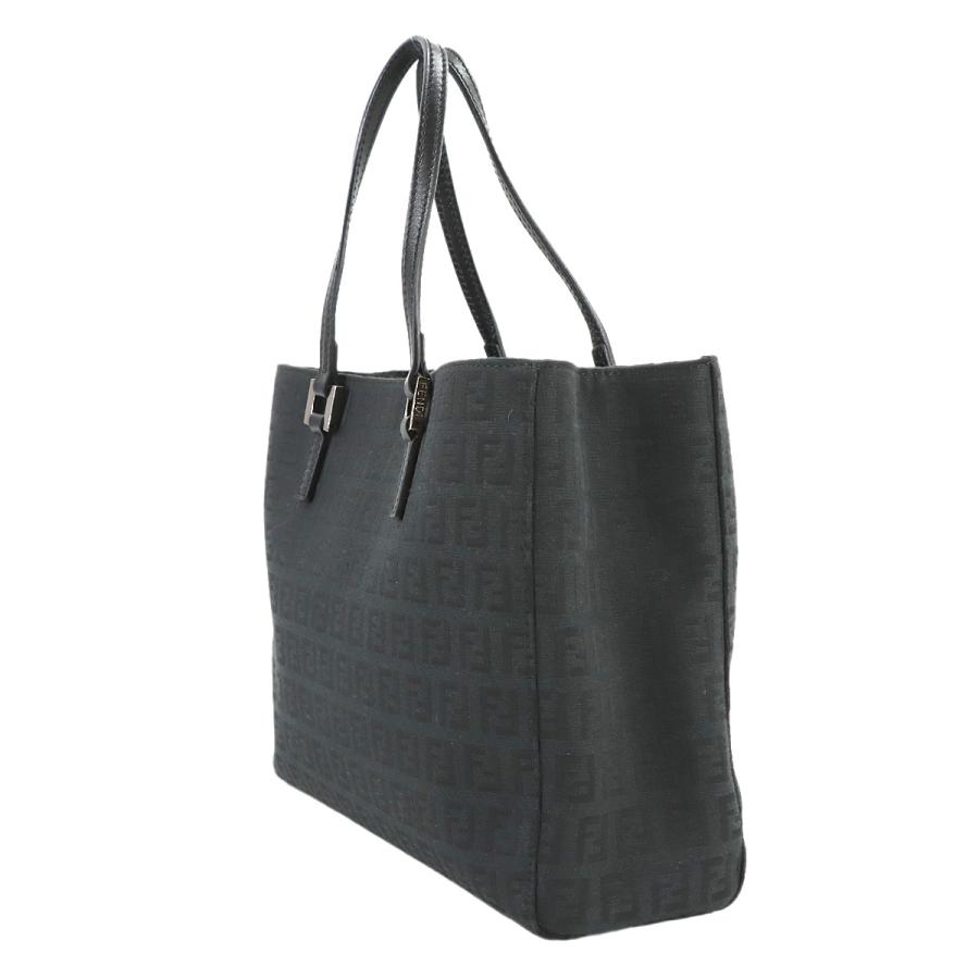 FENDI フェンディ　ロゴ　トートバッグ/ズッキーノバッグ　黒 FENDI（フェンディ） 新品同様 ズッキーノ トート バッグ キャンバス