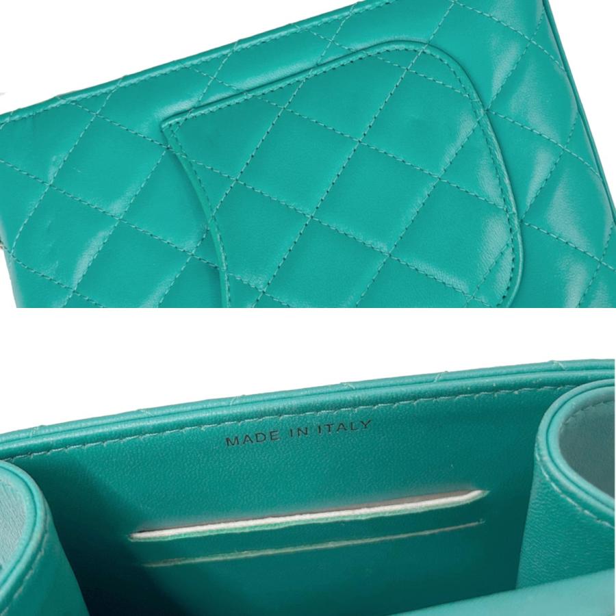 未使用 展示品 シャネル CHANEL マトラッセ フォン ホルダー チェーン ショルダー バッグ レザー グリーン ゴールド 金具 90320952 CHANEL - 未使用 展示品 シャネル CHANEL マトラッセ フォン ホルダー