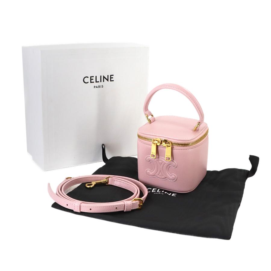 未使用 展示品 セリーヌ CELINE トリオンフ ミニ バニティ ケース 2way ハンド ショルダー バッグ レザー ライトピンク 10J763DR8 90320960_1