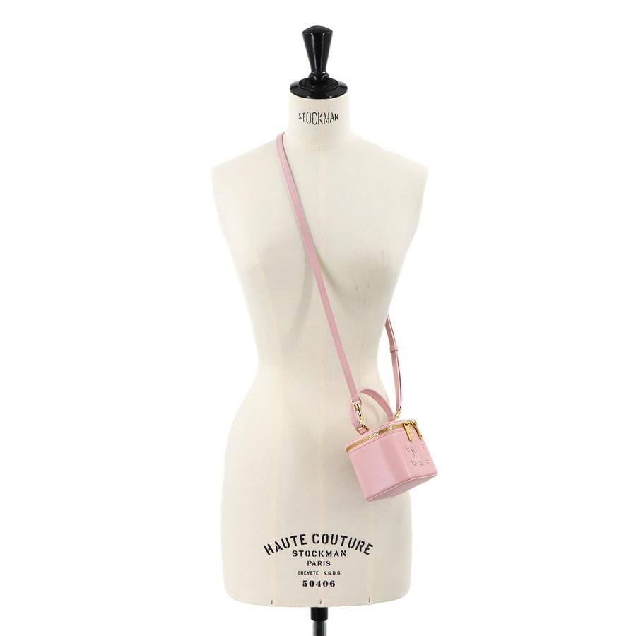 未使用 展示品 セリーヌ CELINE トリオンフ ミニ バニティ ケース 2way ハンド ショルダー バッグ レザー ライトピンク 10J763DR8 90320960_8
