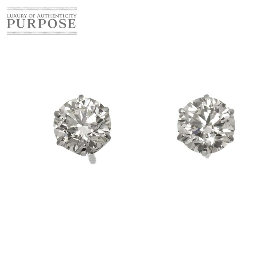 ダイヤ 0.50ct/0.50ct ピアス Pt プラチナ Diamond Earrings Pierced 