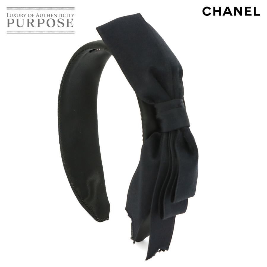 CHANEL（シャネル） 美品 リボン カチューシャ サテン ブラック