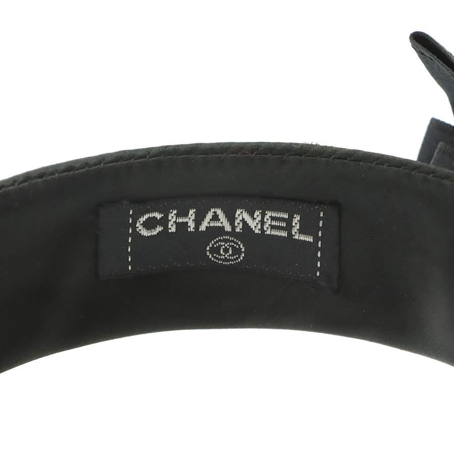 【正規品/美品】CHANELカチューシャ リボン ブラック シャネル CHANEL（シャネル） 美品 リボン カチューシャ サテン ブラック
