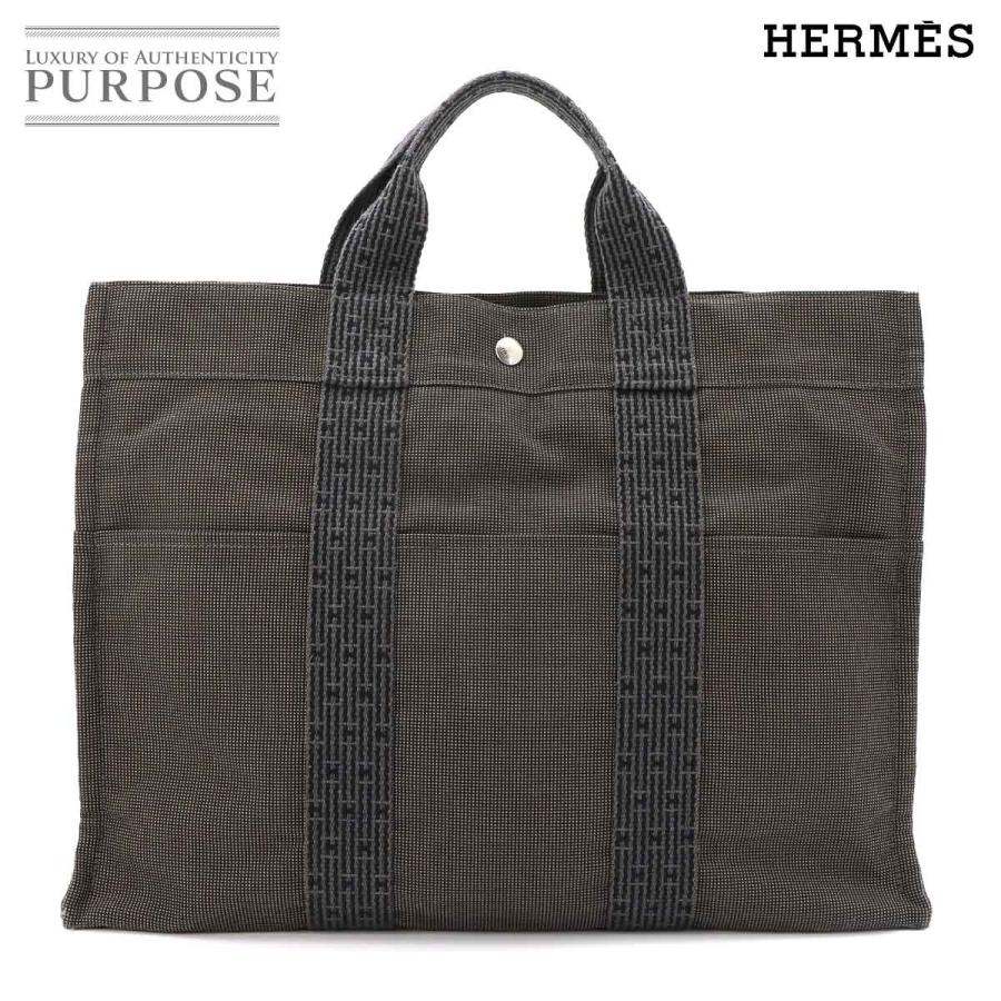 HERMES エールライン　MM HERMES（エルメス） エールライン MM トート バッグ キャンバス グレー