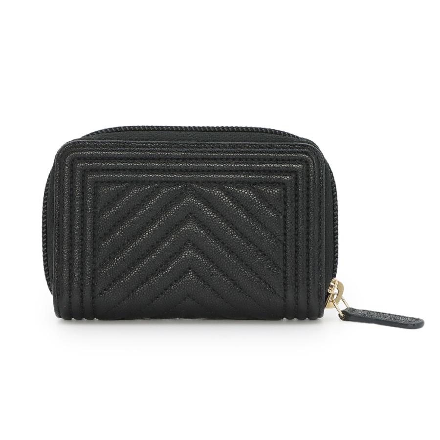 シャネル CHANEL ボーイシャネル ジップ コインパース 小銭入れ キャビアスキン レザー ブラック A80602 ゴールド 金具 90321880の画像