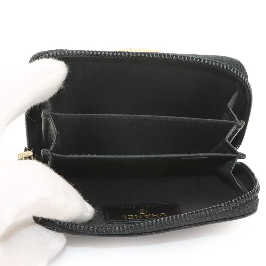 シャネル CHANEL ボーイシャネル ジップ コインパース 小銭入れ キャビアスキン レザー ブラック A80602 ゴールド 金具 90321880の画像
