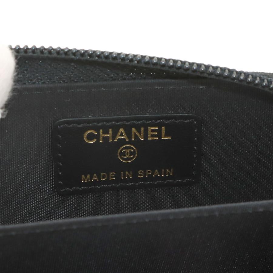 シャネル CHANEL ボーイシャネル ジップ コインパース 小銭入れ キャビアスキン レザー ブラック A80602 ゴールド 金具 90321880の画像