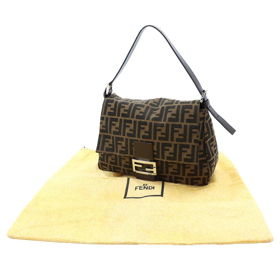 新品同様 フェンディ FENDI ズッカ マンマバゲット ショルダー バッグ キャンバス レザー ブラウン 26325 Mamma Baguette 90322248_1