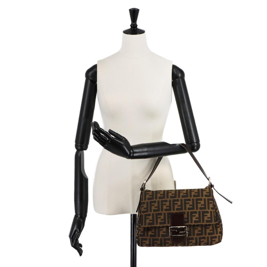 新品同様 フェンディ FENDI ズッカ マンマバゲット ショルダー バッグ キャンバス レザー ブラウン 26325 Mamma Baguette 90322248_9