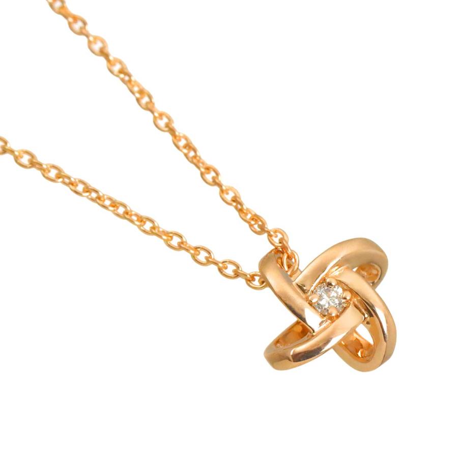 俄（NIWAKA） ダイヤ 0.02ct ネックレス 45cm K18 PG ピンクゴールド 