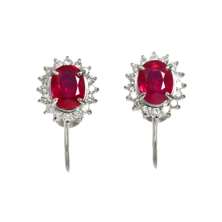 秋のボルドー色のゆらゆら2wayイヤリング ルビー 0.68ct/0.65ct ダイヤ 0.13ct/0.13ct イヤリング Pt プラチナ
