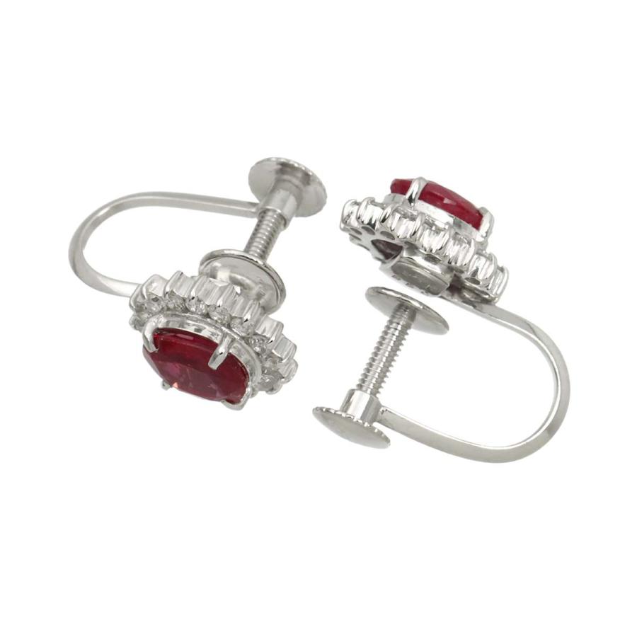 秋のボルドー色のゆらゆら2wayイヤリング ルビー 0.68ct/0.65ct ダイヤ 0.13ct/0.13ct イヤリング Pt プラチナ