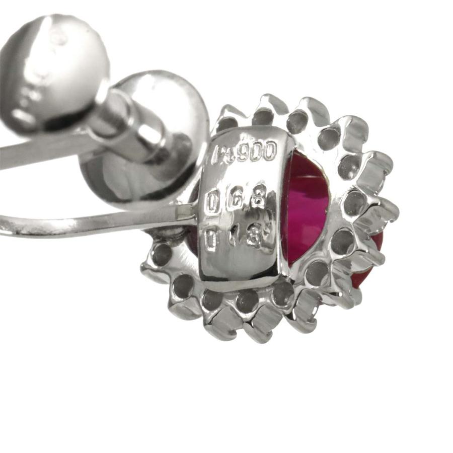 ルビー 0.68ct/0.65ct ダイヤ 0.13ct/0.13ct イヤリング Pt プラチナ