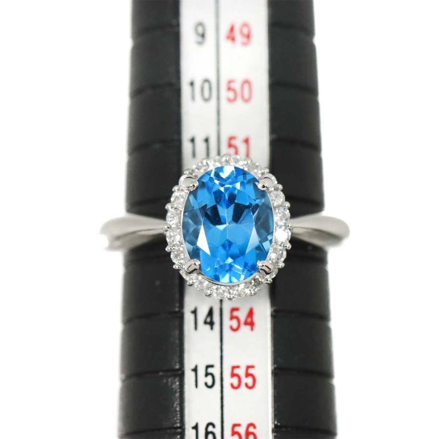 リング 12.5号 ブルートパーズ ダイヤ 0.26ct Pt プラチナ 指輪 Topaz 