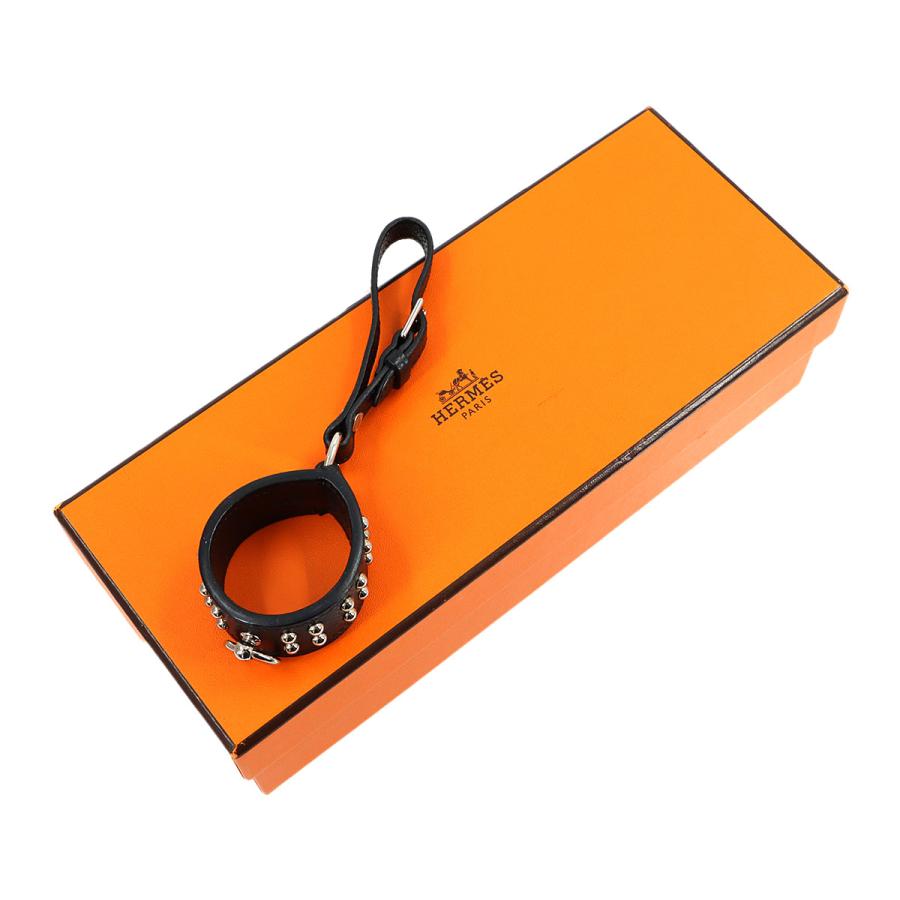 新品同様 エルメス HERMES コリエドシアン アノー バッグ チャーム エプソン ブラック A刻印 シルバー 金具 90322783の画像