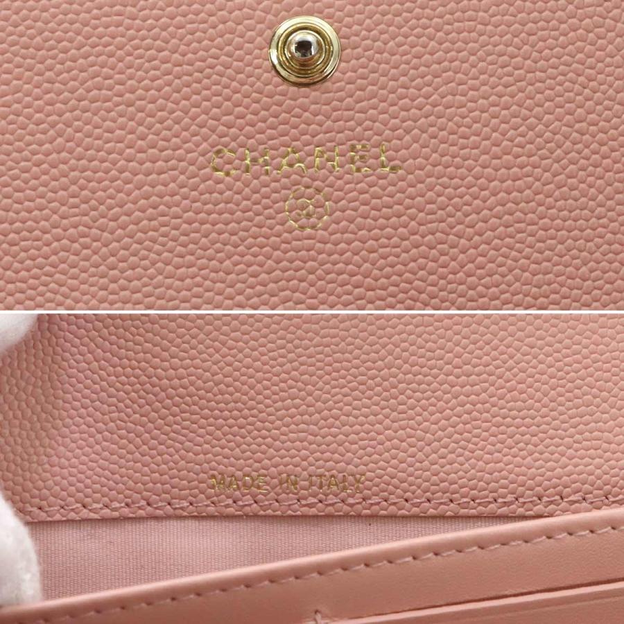 シャネル CHANEL ボーイシャネル マトラッセ 二つ折り 長財布 キャビアスキン ピンク A80286 ゴールド 金具 90324005の画像