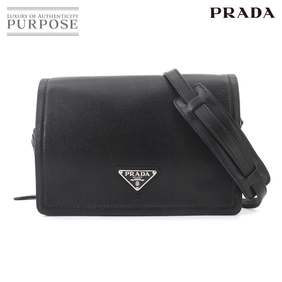 PRADA レザー メッセンジャーバッグ ショルダーバッグ ブラック イタリア製 PRADA（プラダ） 新品同様 メッセンジャー ショルダー バッグ レザー