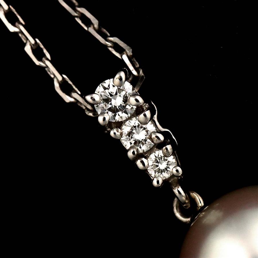 MIKIMOTO（ミキモト） 白蝶真珠 9.6mm ダイヤ ネックレス 38cm K18 WG 