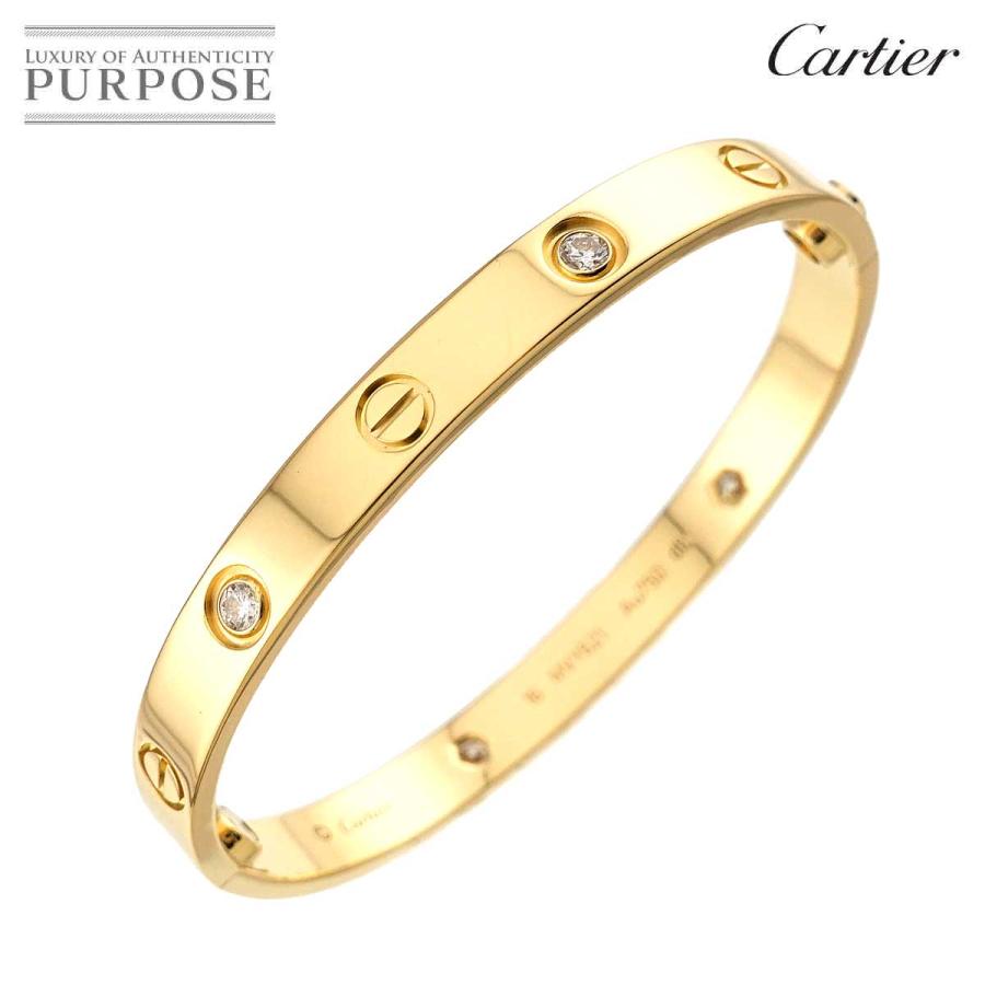カルティエ Cartier ラブ ブレス ハーフ ダイヤ 4P #16 K18 YG