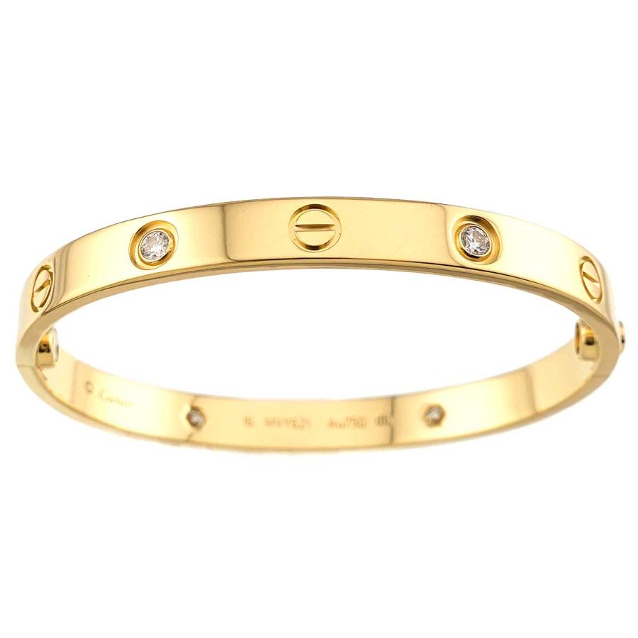 Cartier（カルティエ） ラブ ブレス ハーフ ダイヤ 4P #16 K18 YG 750 