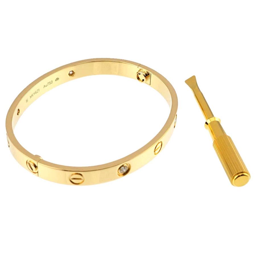 カルティエ Cartier ラブ ブレス ハーフ ダイヤ 4P #16 K18 YG