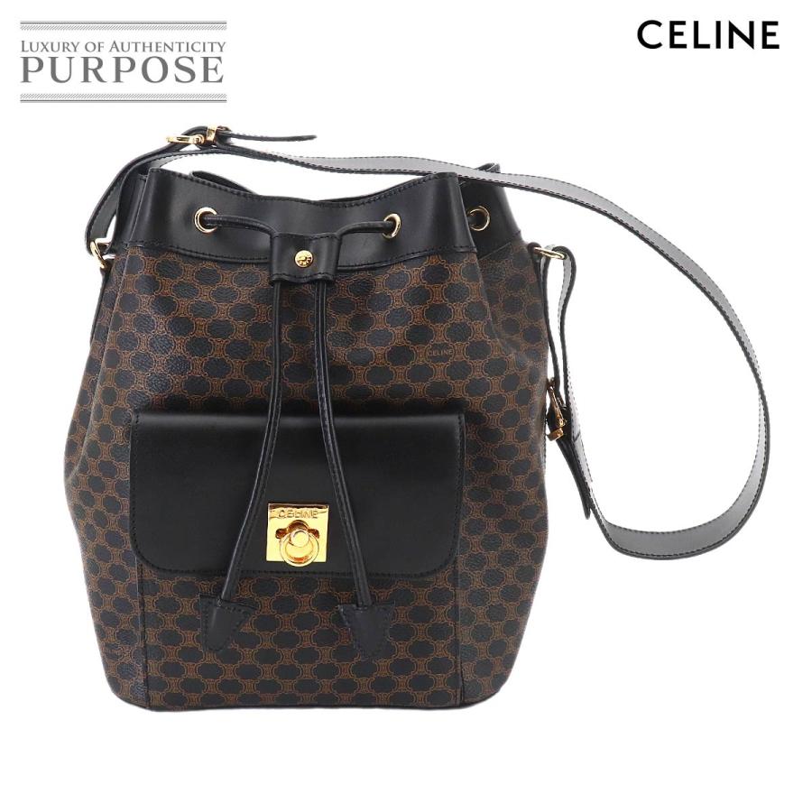 セリーヌ マカダム 巾着ショルダー PVCレザー ヴィンテージ CELINE（セリーヌ） 新品同様 マカダム 巾着 ショルダー バッグ PVC