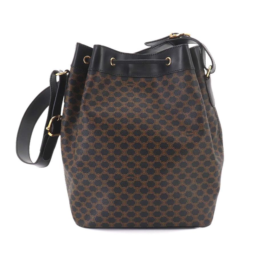 セリーヌ マカダム 巾着ショルダー PVCレザー ヴィンテージ CELINE（セリーヌ） 新品同様 マカダム 巾着 ショルダー バッグ PVC