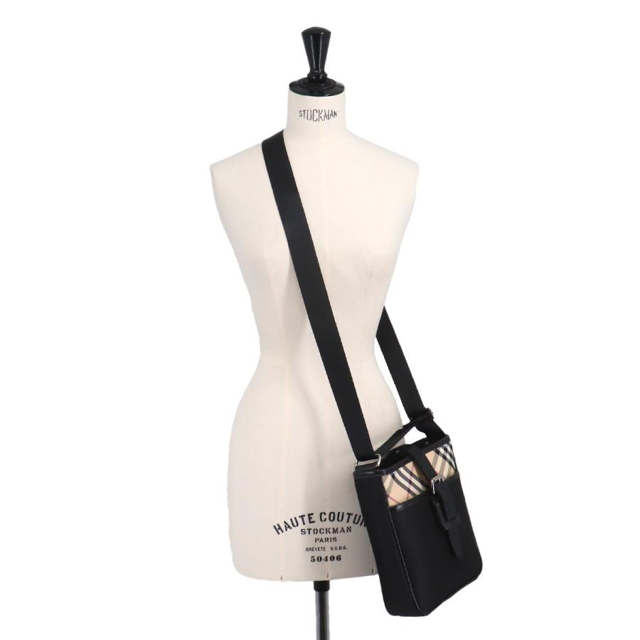 美品✨バーバリー ショルダーバッグ ノヴァチェック レザー ブラック BURBERRY（バーバリー） 新品同様 ノバチェック ショルダー バッグ