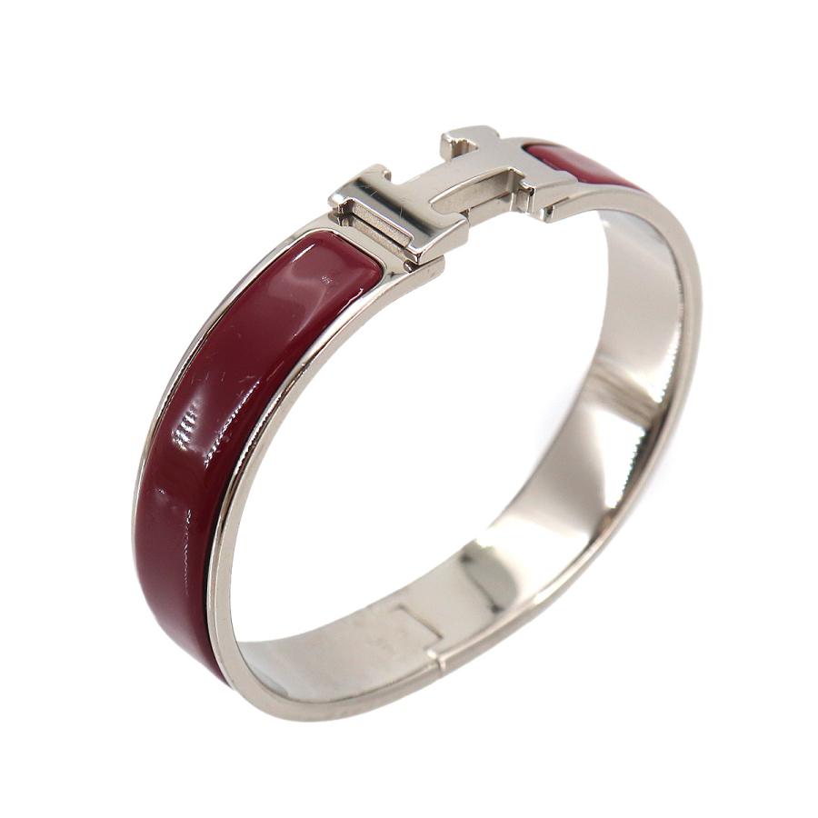 HERMES エルメス クリッククラス H バングル HERMES（エルメス） 美品 クリックH PM バングル レッド シルバー