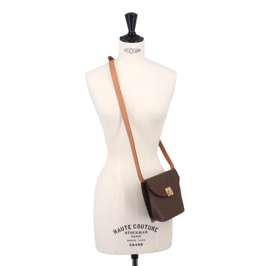 CELINE（セリーヌ） マカダム ショルダー バッグ PVC レザー ブラウン