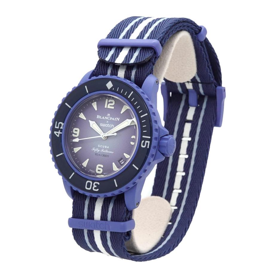 新品 未使用 スウォッチ swatch Blancpain×swatch スキューバ フィフティ ファゾムス SO35A100 Ocean of storms 90325375の画像